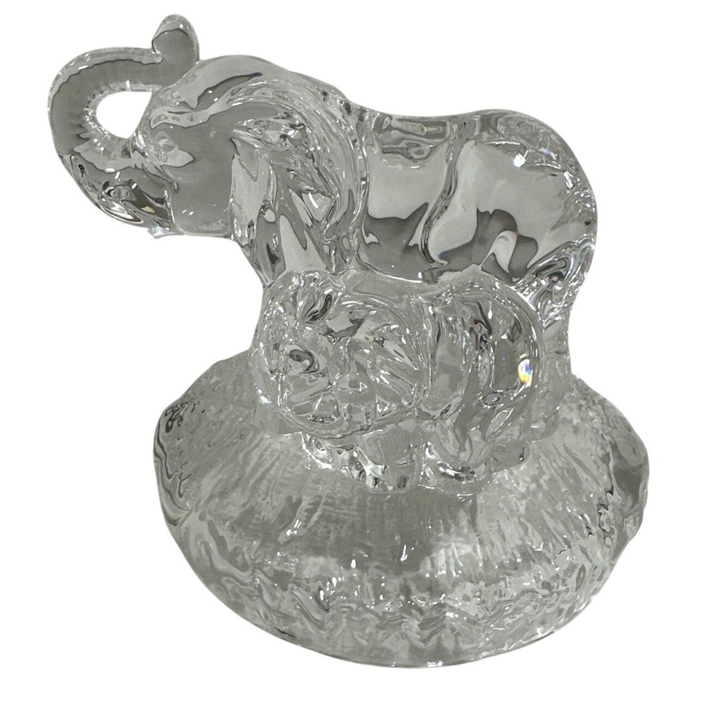 Crystal Elephant Mama & Baby Frost Base Figurine Ambassador Irish Crystal Heavy